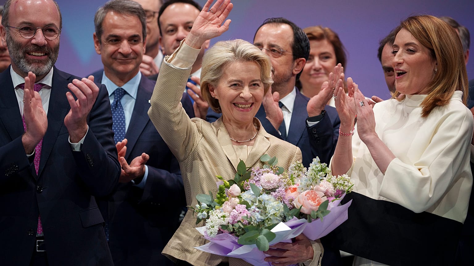 Ursula von der Leyen, Presidenta de la Comisión Europea, es confirmada como candidata principal del PPE en Bucarest, Rumanía, 7 de marzo de 2024.
