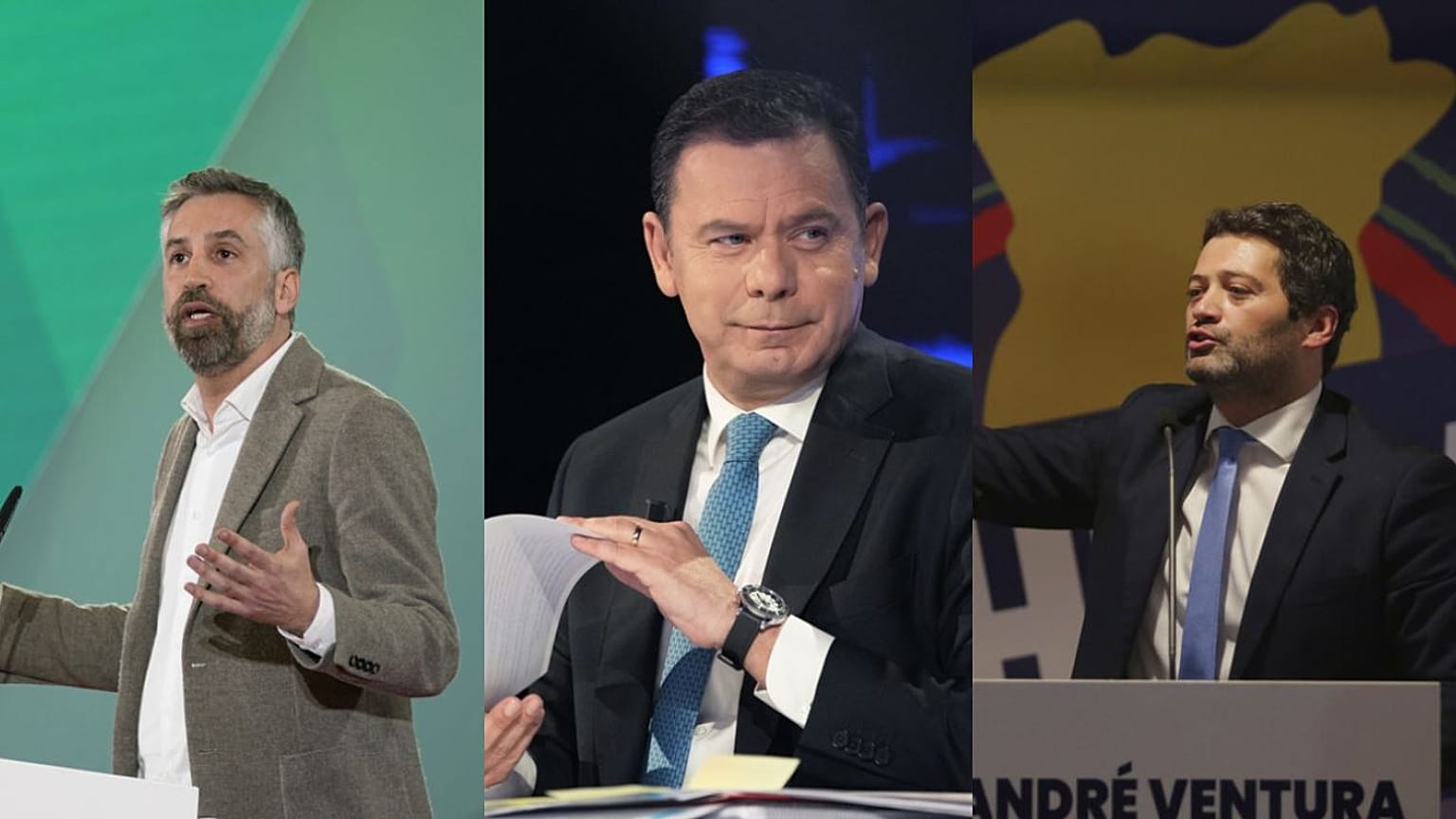 Pedro Nuno Santos, Luís Montenegro e André Ventura