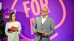 Maylis Rosberg und Raül Romeva, Spitzenkandidat:innen der Freien Europäischen Allianz.