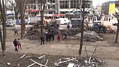 Zerstörung nach einem russischen Angriff 