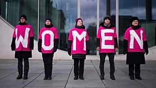 Women attend a protest marking International Women's Day, March 8, 2023, in Berlin, Germany. 