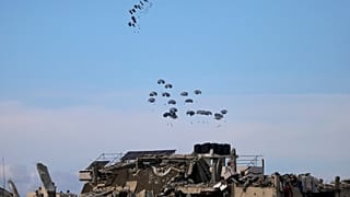 United States Air Force drops humanitarian aid to Palestinians in the Gaza Strip, Saturday, March 9, 2024. 
