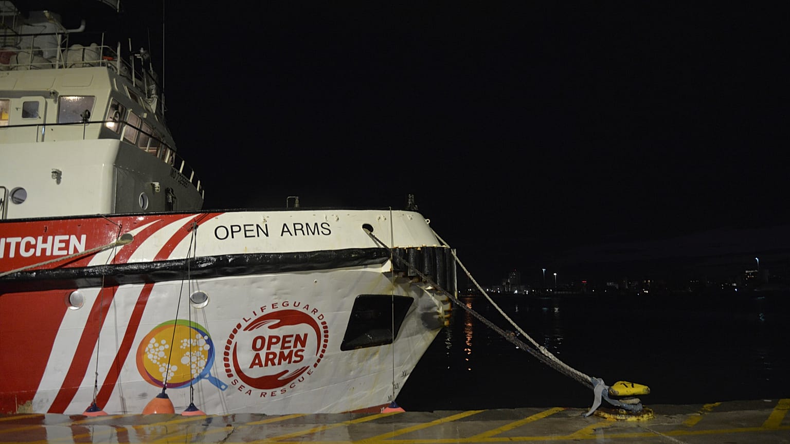 Das Schiff der Hilfsorganisation „Open Arms“ im Hafen von Larnaca auf Zypern, 8. März 2024
