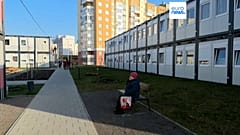 Provisorische Einrichtungen für Vertriebene in Lwiw.