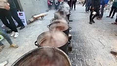 Reparto de alimento en la Franja de Gaza. 