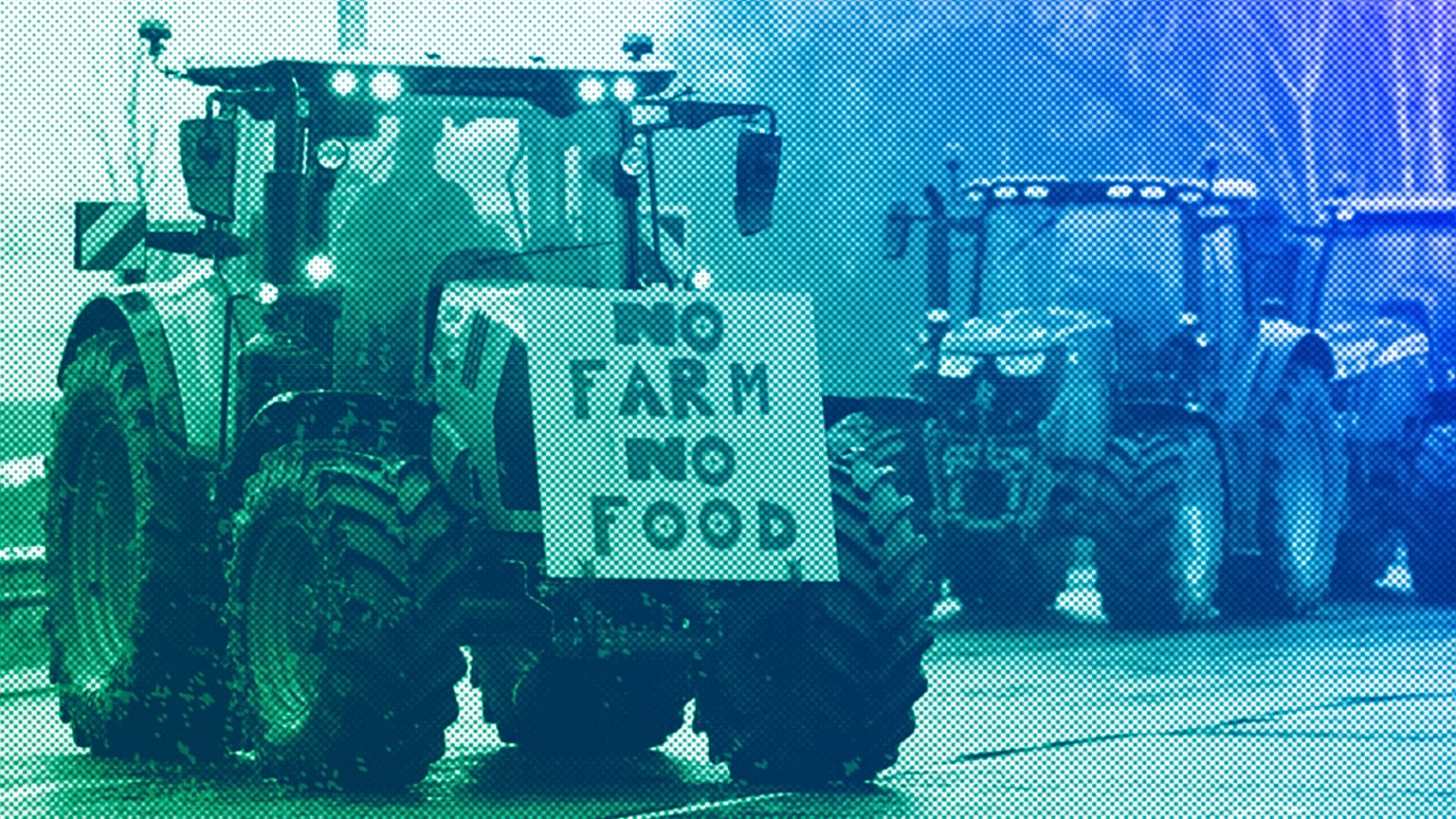 Protesta de agricultores ante el Senedd, el parlamento galés, febrero de 2024
