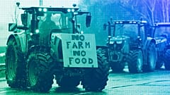 Manifestation d'agriculteurs devant le Senedd, le parlement gallois, en février 2024