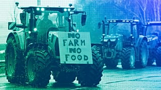 Landwirte protestieren vor dem Senedd, dem walisischen Parlament, Februar 2024