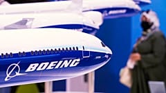 Models of Boeing aircraft at the Dubai Air Show in Dubai, United Arab Emirates, Wednesday, Nov. 17, 2021. 