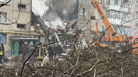 Rescuers work to save lives following a Russian missile strike in the Dontesk region. 