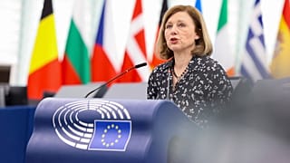 Věra Jourová speaks during the European Parliament debate on the Media Freedom Act, 13 March 2024.