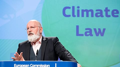 March 2020, within a hundred days of taking office, the then environment commissioner Frans Timmermans unveils the EU's net-zero proposal, now fixed in law.