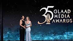 Alexandra Shipp, left, and Sydney Sweeney at the 35th annual GLAAD Media Awards.