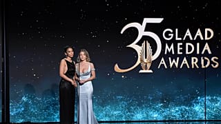 Alexandra Shipp, left, and Sydney Sweeney at the 35th annual GLAAD Media Awards.