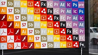 Adobe program logos are shown at Adobe headquarters in San Jose, Calif., Tuesday, Dec. 15, 2009.