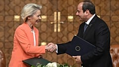 Ursula von der Leyen; Présidente de la Commission européenne, et Abdel Fattah al-Sissi, Président égyptien