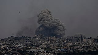 Smoke and explosions rise inside the Gaza Strip, as seen from southern Israel, Sunday, Sunday, March 17, 2024.