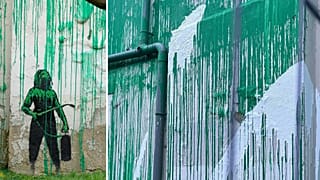 Banksy's most recent work has been defaced with white paint 