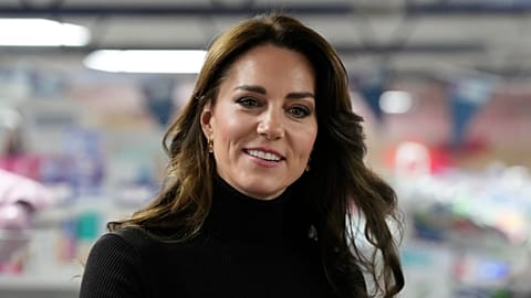 Kate, Princess of Wales smiles during her visit to Sebby's Corner in north London, Friday, Nov. 24, 2023