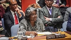 L'ambassadrice des États-Unis à l'ONU, Linda Thomas-Greenfield, s'adresse au Conseil de sécurité des Nations Unies lors d'une réunion sur la guerre à Gaza, le 11 mars 2024.
