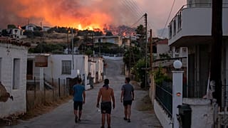 Лесной пожар в районе города Коринф в Греции, 22 июля 2020.