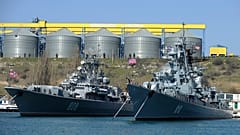 Russian Black Sea fleet ships are anchored in one of the bays of Sevastopol, Crimea, March 31, 2014.