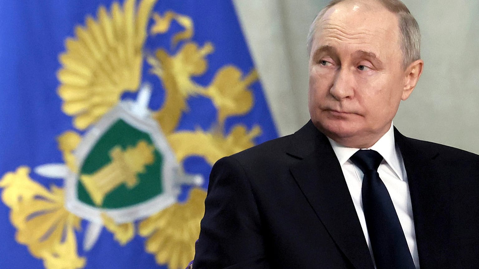 Russian President Vladimir Putin attends an expanded meeting of the Prosecutor General's Office board in Moscow, Russia, Tuesday, March 26, 2024.