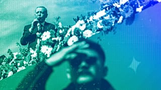 El presidente turco y líder del AKP pronuncia un discurso durante un mitin de campaña previo a las elecciones municipales nacionales, en Estambul, marzo de 2024.