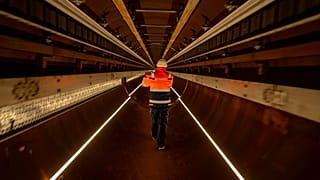 View of the hyperloop tube during a tour of a new European test centre for hyperloop transportation technology which opens in Veendam, northern Netherlands.