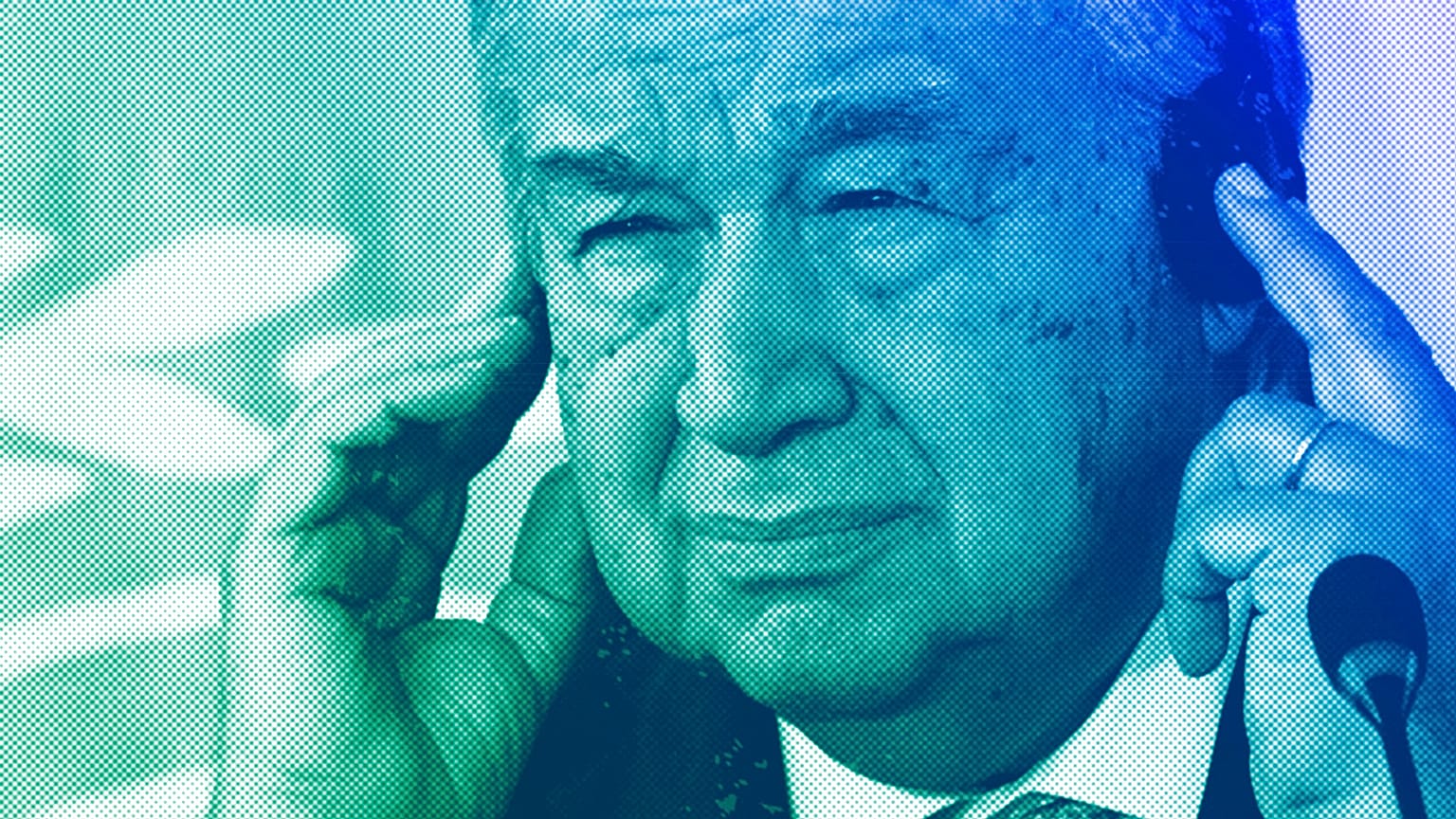 United Nations Secretary General Antonio Guterres listens during a news conference in the Egypt's New Administrative Capital, March 2024