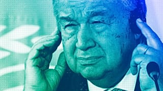 United Nations Secretary General Antonio Guterres listens during a news conference in the Egypt's New Administrative Capital, March 2024