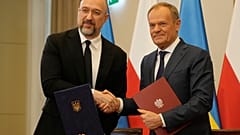 Denys Shmyhal und sein Amtskollege Donald Tusk 