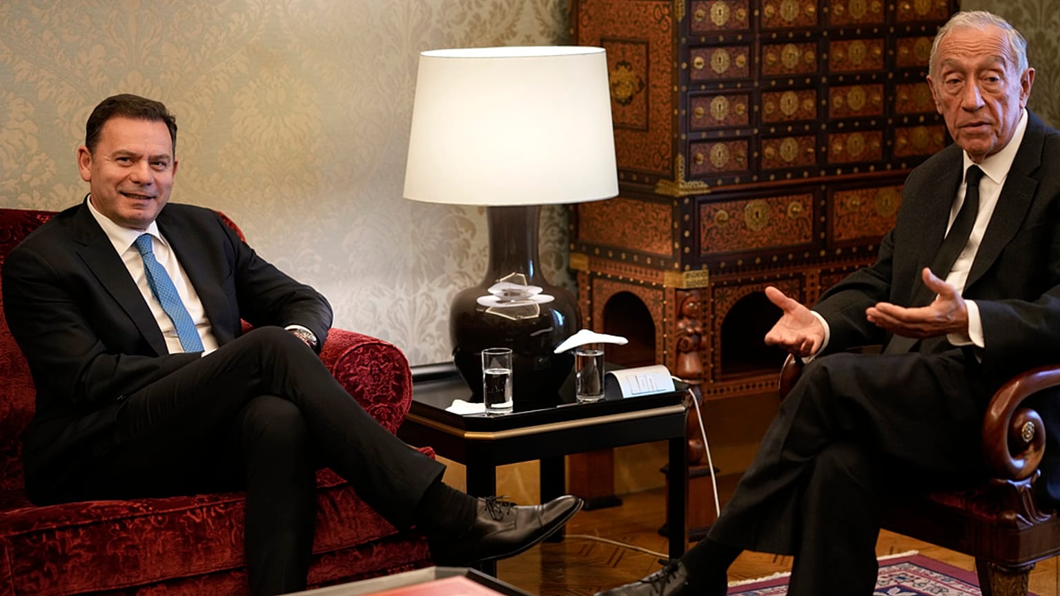 Presidente da República, Marcelo Rebelo de Sousa, e primeiro-ministro indigitado, Luís Montenegro
