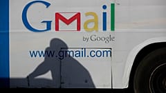 An advert for Google's Gmail appears on the side of a bus on September 17, 2012.