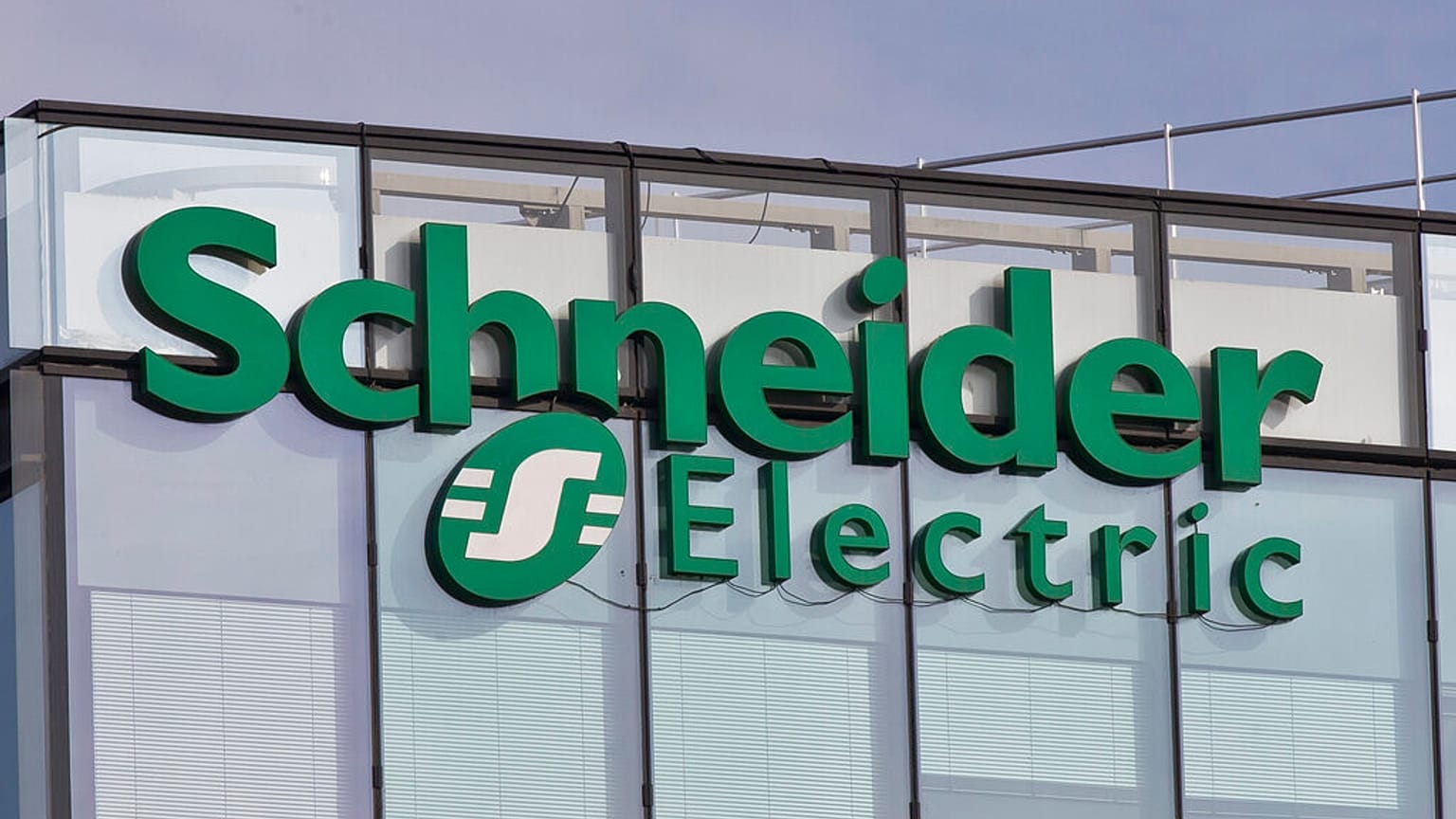 The logo of the French company Schneider Electric Schneider Electric a global specialist in energy management and automation is pictures in Rueil-Malmaison, west of Paris, Thu