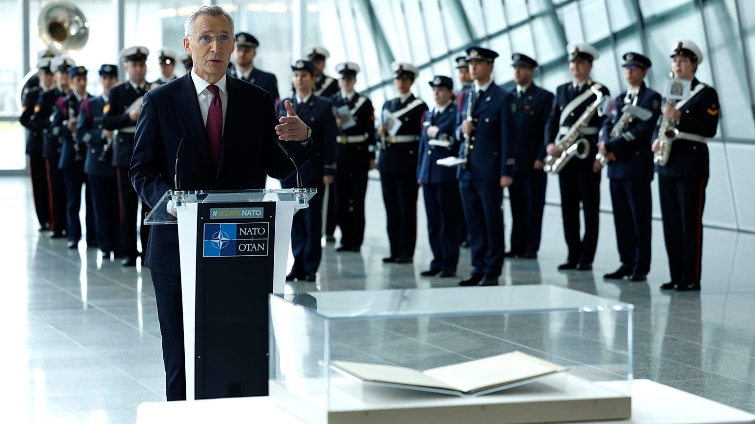 Le Secrétaire-général de l'OTAN Jens Stoltenberg aux 75 ans de l'Alliance à Bruxelles