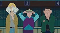 Los 3 personajes del documental animado Pelikan Blue