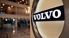 This Feb. 6, 2020, file photo shows the Volvo logo in the lobby of the Volvo corporate headquarters in Brussels.