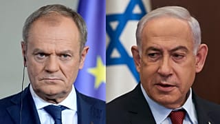 Poland's Prime Minister Donald Tusk and Israeli Prime Minister Benjamin Netanyahu.