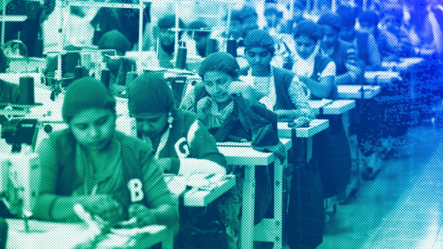 Trainees at a garment factory work at Snowtex garment factory in Dhamrai, near Dhaka, April 2018