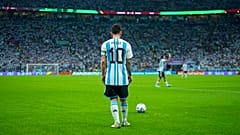 FILE - Argentina's Lionel Messi prepares to kick the ball during the World Cup group C football between Argentina and Mexico, 26/11/22. match 