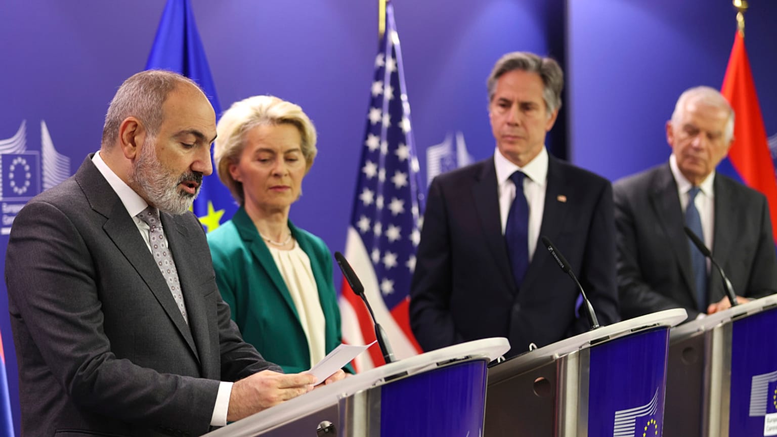 Paşinyan, Blinken, Borrell, Von der Leyen  