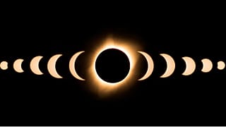 Etapas de un eclipse total de Sol.