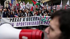 Manifestation pour la paix à Gaza ce samedi devant l'ambassade d'Israël à Lisbonne.