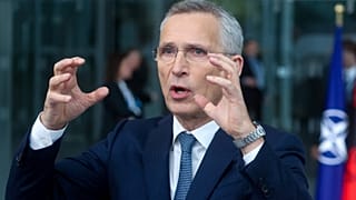 Jens Stoltenberg NATO-főtitkár a NATO külügyminiszteri tanács ülésén 2024. április 3-án