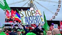 French protesters demonstrating against austerity moves in Brussels last December 