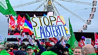 French protesters demonstrating against austerity moves in Brussels last December
