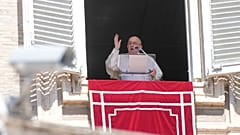 Pope Francis delivers the Regina Coeli prayer in St. Peter's Square, at the Vatican, Sunday, April 7, 2024.