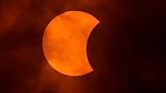 The moon partially covers the sun during a total solar eclipse, as seen from Eagle Pass, Texas, Monday, April 8, 2024.