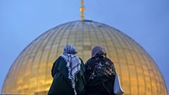 قبة الصخرة في مجمع المسجد الأقصى في البلدة القديمة بالقدس 10\04\2024